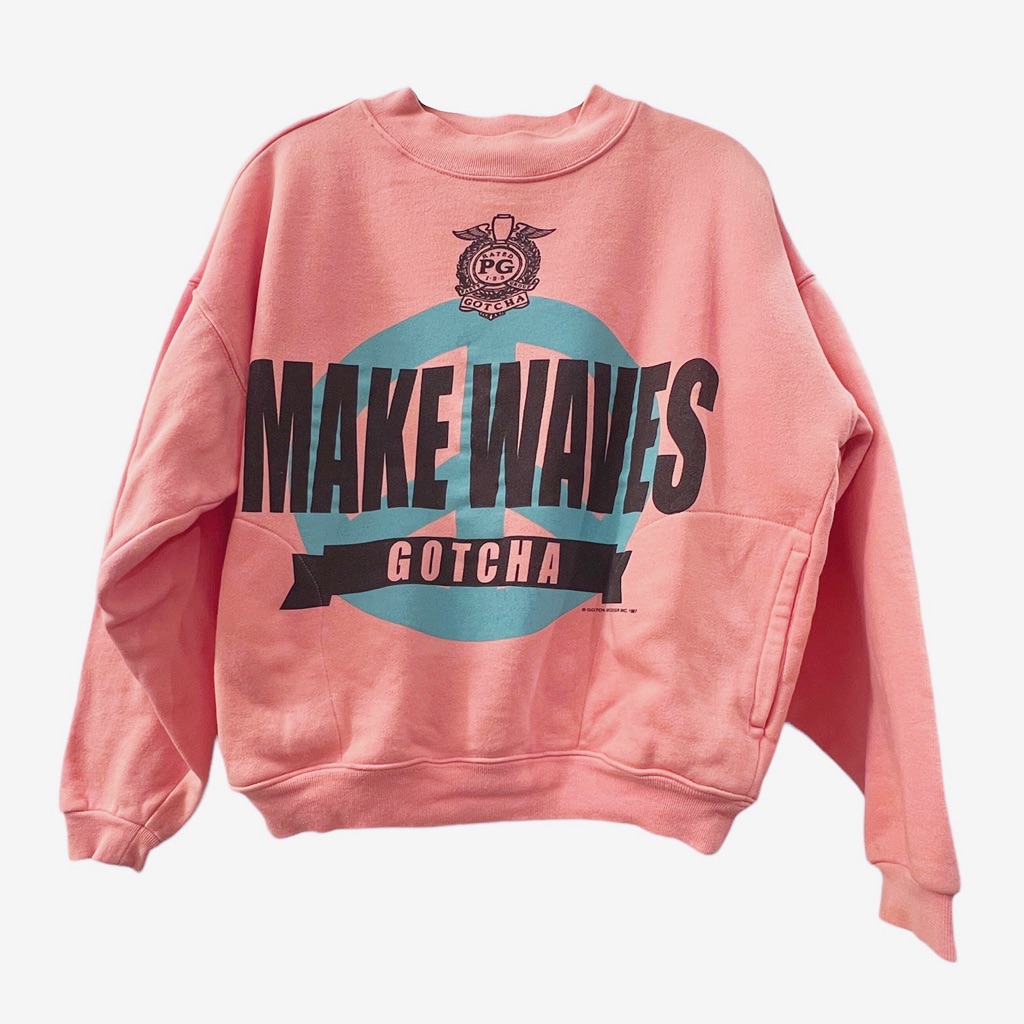 Vintage 1987 Gotcha By Icons Of Culture PinkPeach Sweatshirt With Pockets
